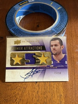 2008-09 UD Premier Premier Attractions /50 Jordan Farmar Auto & Game Used - Image 1 of 3