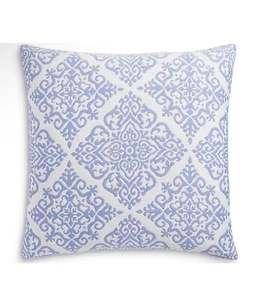 CHARTER CLUB Damask Woven Medallion Euro Pillowsham New 26” X 26” Blue & White - Picture 1 of 2