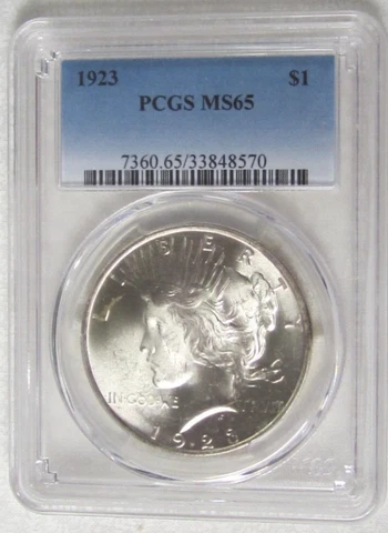 1923 P Peace Dollar PCGS MS 65 - Actual Coin in Photos (8570) Guide $185 Cover