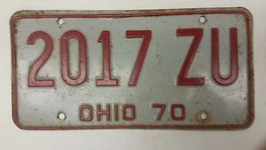 1970 OHIO License Plate 2017 ZU - Picture 1 of 1