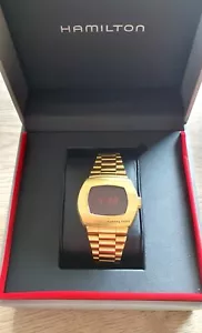 HAMILTON PSR WATCH H524240 DIGITAL QUARTZ IN EXCELLENT CONDITION. GOLD COLOR - Afbeelding 1 van 24