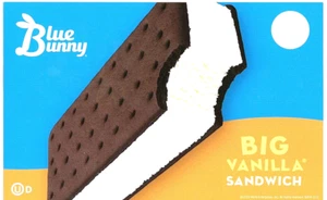 Big Vanilla Sandwich (Blue Bunny) Ice Cream Truck Sticker 8"x 5" - Picture 1 of 1