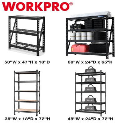 WORKPRO Heavy Duty Metal Storage Shelving Unit Adjustable Storage Rack MultiSize - Image 1 of 4