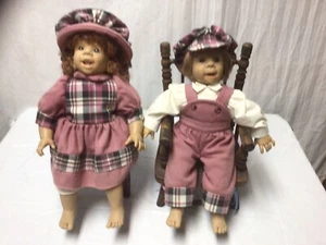 The Doll Factory, Matching Boy And Girls Dolls With Chairs - Picture 1 of 5