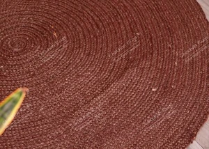Hand Braided Rug Circle Area Rug Vintage Dhurrie For Décor Brown Round Jute Rug - Picture 1 of 7
