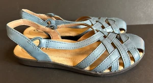 Earth Origins 8M Sandals Women Blue Woven Leather Comfort Sling Back Nellie Shoe - Picture 1 of 6