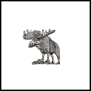 Vintage Silver Tone Bolo Tie Clip Moose on a Ledge Accessory Nature Animal Gift - Picture 1 of 5