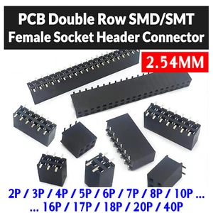 2.54MM Black PCB Double Row SMD/SMT Female Socket Header Connector 2P to 40P - Picture 1 of 3