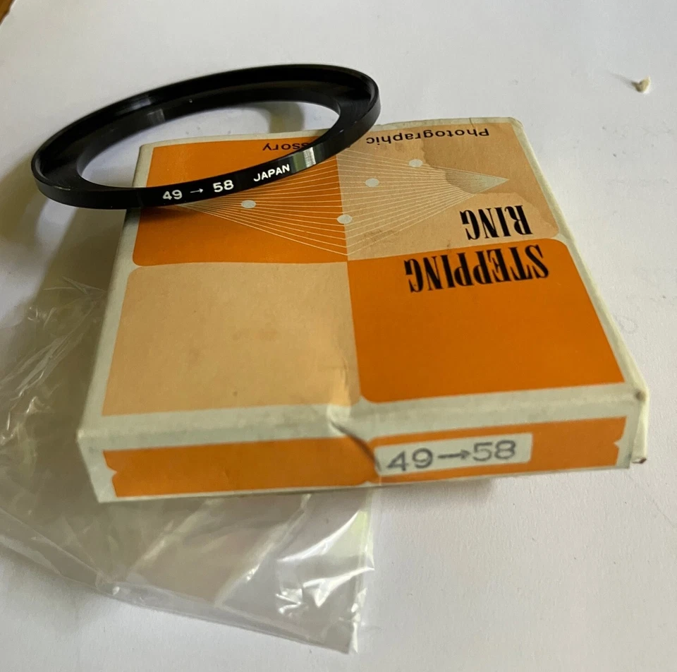 Vintage Ø 49mm to 58mm Step-Up Camera Lens Filter Adapter Ring, Made in Japan - Image 1 of 1