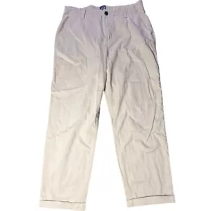 GAP Pull On Crop Pants Khaki Beige Cuffed Hem Casual Comfort Size 12 - Picture 1 of 7