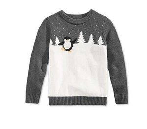 Holiday Arcade Kids Charcoal Penguin Crewneck Christmas Sweater Small S (5/6) - Picture 1 of 4