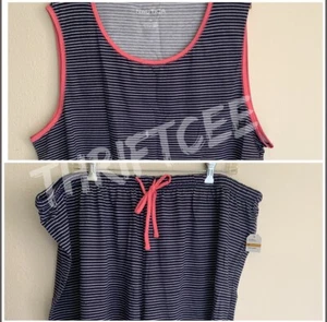 NWT 3X Nautica Blue White Rope Stripe Lounge Pajamas Set Plus Set Tank Top Short - Picture 1 of 5