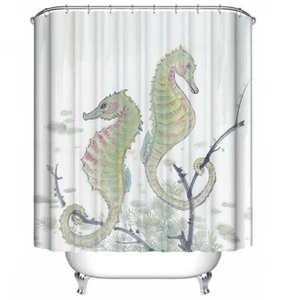 Seahorses Fabric Shower Curtain Light Green Nautical 70x70 - Picture 1 of 1
