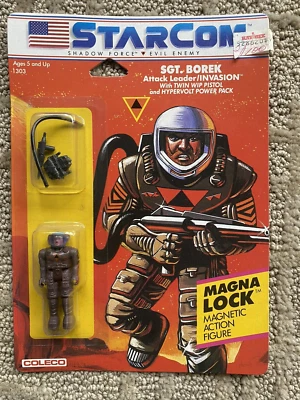 StarCom  Sgt. Borek Action Figure - Vintage 1986 Sealed Unopened Card - Image 1 of 2