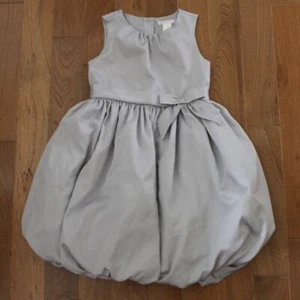 Janie and Jack Gray Silver Bubble Hem Sleeveless Dress Bow Waist Size 6 - Picture 1 of 5
