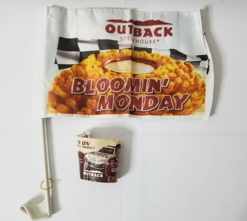 Outback Steakhouse NASCAR Car Racing Fan Flag "Bloomin Monday" Onion Promo Cover