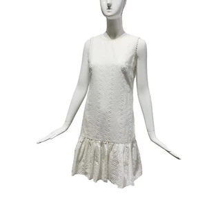 London Times Damen ärmelloses Midikleid Größe 6 weiß bestickt Rüschensaum - Bild 1 von 18