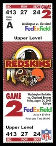 Washington Redskins vs. Cleveland Browns 24. August 2001 Ticketstub - Bild 1 von 2