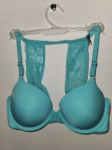 NWT Aerie Harper Wide Lace Bra 34C Turquoise Teal Lace Detail Padded Push-up - Picture 1 of 3