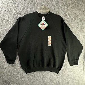 Vintage 90s Fruit of the Loom Sweatshirt Womens 2XL Black 50/50 Blank USA NEW - Picture 1 of 11