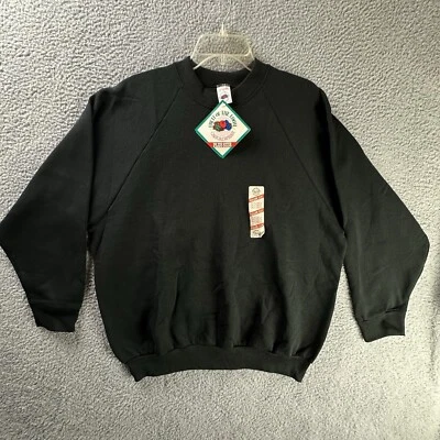 Vintage 90s Fruit of the Loom Sweatshirt Womens 2XL Black 50/50 Blank USA NEW - Image 1 of 4