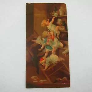 Antique 1880 Victorian Print Chromolithograph Children Assault on the Sweets - Picture 1 of 12