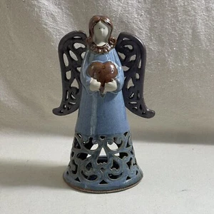Steingut Kunstkeramik Engel Teelicht Kerzenhalter Weihnachten Freundschaft Geschenk - Bild 1 von 9