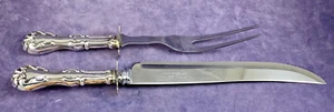 Vintage Sterling Silver 12" Carving Set - Sheffield Blade - Unknown Pattern - Picture 1 of 8