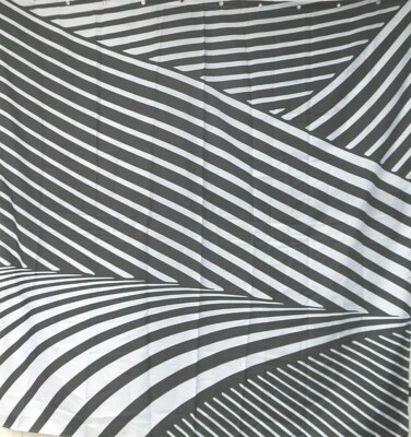 Cortina de ducha de tela a rayas geométrica multidireccional blanca y negra ~ 70 x 72 Foto 1 de 4