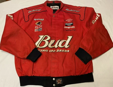 Vtg Jeff Hamilton Chase Authentics NASCAR Dale Earnhardt Jr. Budweiser Jacket XL Cover