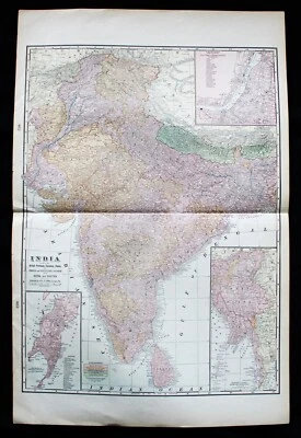 BRITISH INDIA & BURMA ATLAS MAP PAGE PLATE 1908 GEORGE F. CRAM PUBLISHER - Image 1 of 4
