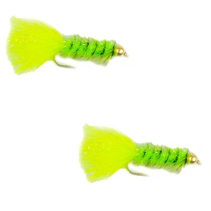 Umpqua Gold Bead Crystal Bugger Chartreuse 2 Pack 10 - Picture 1 of 1