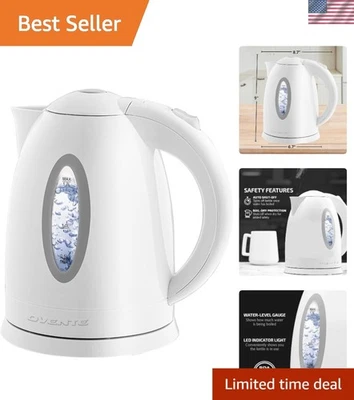 Ultra-Fast 1.7L Electric Kettle with Boil-Dry Protection - Elegant White Design - Image 1 of 4
