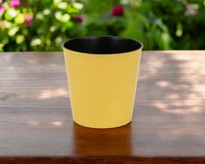 5" Yellow Recycled Plastic Indoor Outdoor Round Pot Planter - Picture 1 of 5