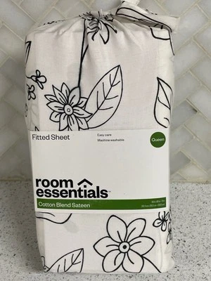 Room Essentials Cotton Blend Sateen Fitted Sheet Queen