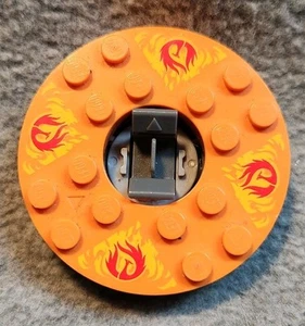 LEGO Orange Ninjago Minifigure Spinner Piece with Red and Yellow Flames - Picture 1 of 2