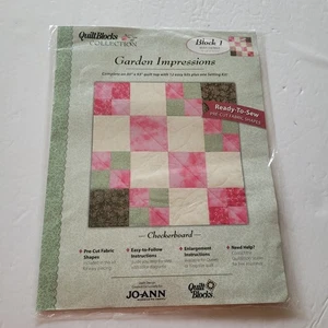 Kit de bloque de edredón de tablero de ajedrez Impresiones de jardín JoAnn bloque de edredón 1 - Imagen 1 de 3