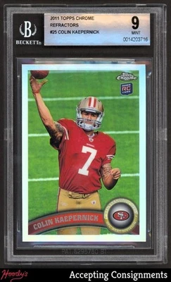 2011 Topps Chrome Refractors #25 Colin Kaepernick RC ROOKIE BGS 9 Mint - Image 1 of 2