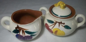 Stangl Pottery: FRUIT: Creamer and Sugar Bowl w. Lid: GVC: NR - Picture 1 of 4