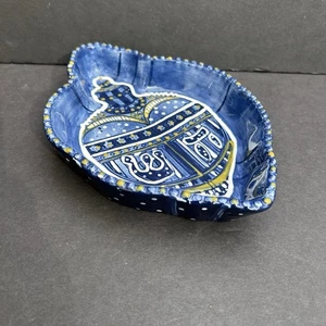 JUDAICA CENTRUM Festival of Lights Dish Nanette Vacher Trinket Blue Christmas - Picture 1 of 9