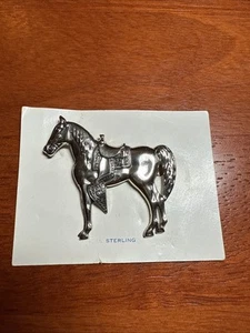 STERLING SILVER HORSE EQUESTRIAN FARM ANIMAL DETAILED STALLION BROOCH PIN - Picture 1 of 4