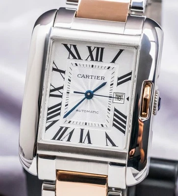Pulsera Cartier Tank Anglaise modelo XL esfera plateada automática acero W5310008 Foto 1 de 4
