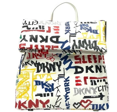 DKNY  Graffiti Backpack Bag Tilly Fold-over White Multi Color  - Image 1 of 4