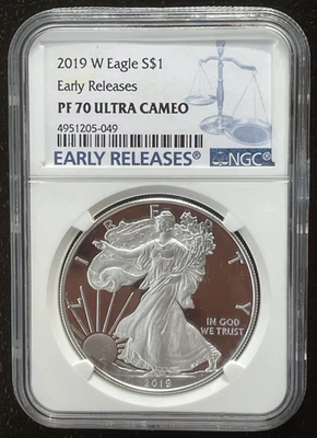 Silver American Eagle NGC PF70 2019-W $1 lanzamientos tempranos: 06479 Foto 1 de 2