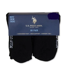 Boys US Polo Association crew socks 10 Pair New - Picture 1 of 3