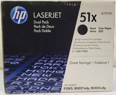 Dual Pack New/Sealed OEM HP Laserjet 51X Toner Q7551XD Genuine Black - Image 1 of 4