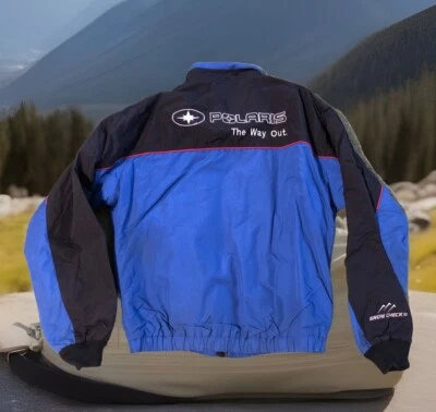 Vtg Polaris Mens Jacket Blue Lightweight Zip Snow Check The Way Out Medium - Image 1 of 4