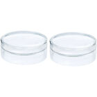2 Pcs Petri Dish Glass Clear Design Dishes Transparent