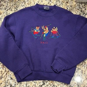 Crazy Shirts Hawaii Vintage Vail Purple Ski Graphic Embroidered Kids Medium - Picture 1 of 9