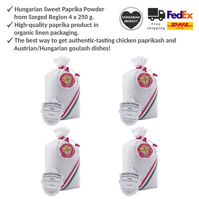 Protected Origin Szegedi Sweet Paprika Powder for Goulash and Paprikash 4x250g - Image 1 of 4